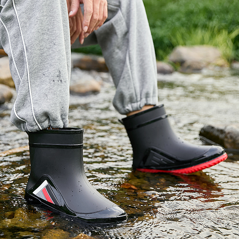 Cross-border new rain boots men's short-tube winter velvet warm…