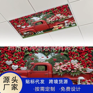 亚马逊跨境布艺荧光磁吸灯罩涤纶情人节节日装饰氛围天花板教室