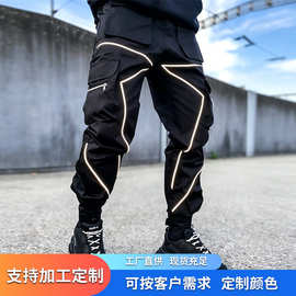 外贸男装春秋季男士休闲裤韩版潮牌直筒型多袋工装裤魔术贴裤子男