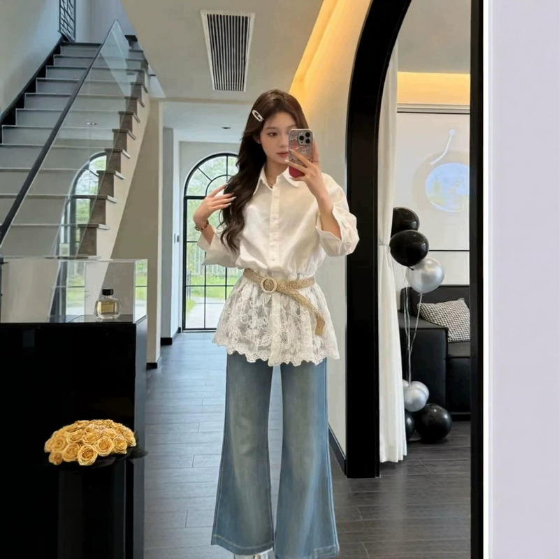 2026 New Unique and Beautiful White Lace Long-Sleeved Shirt for Women, Summer Plus-Size French Design Sun Protection Shirt for Women