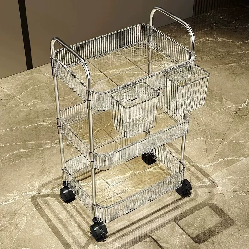 Acrylic cart, multilayer bookshelf for bed, storage system