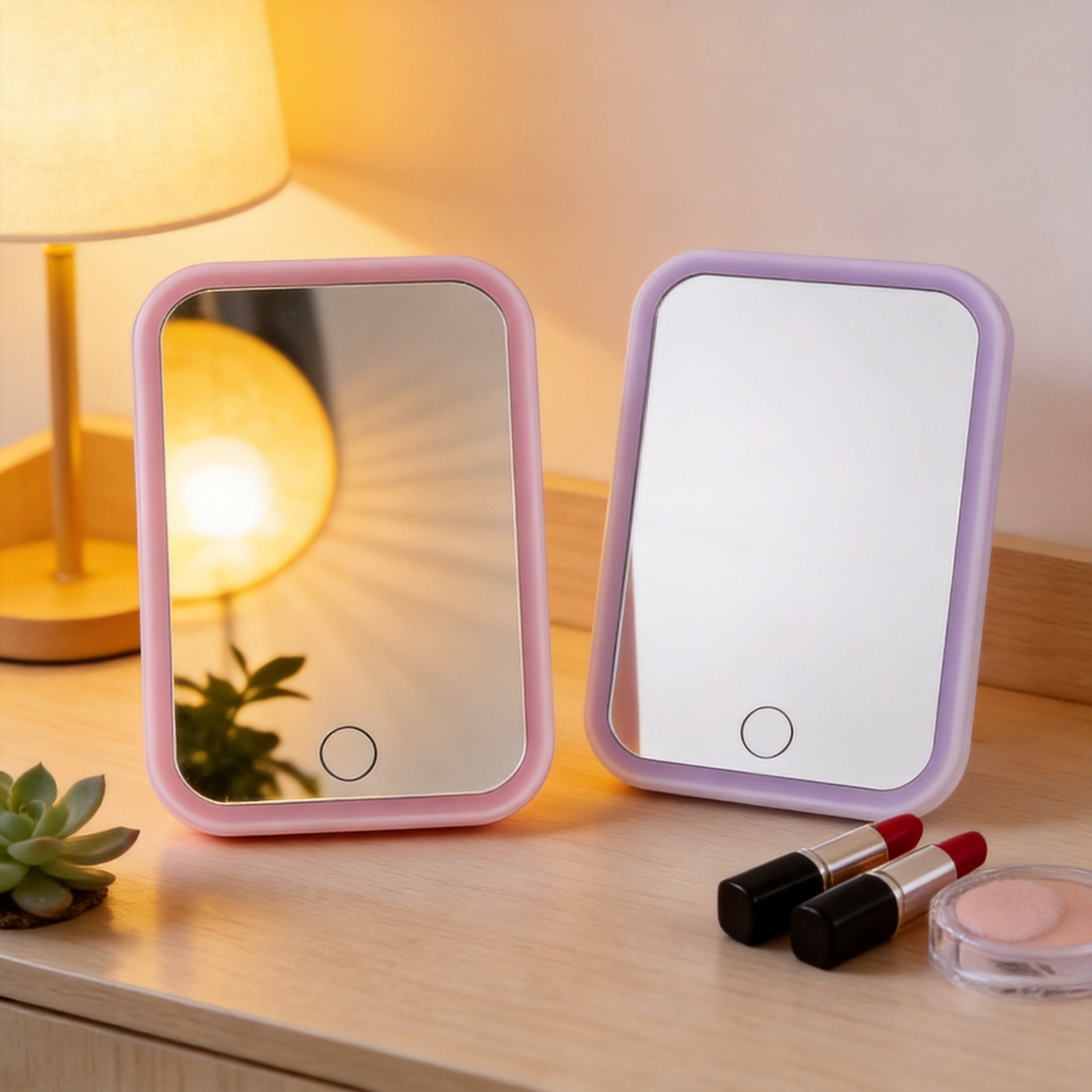 Iluminación LED de tres colores espejo de maquillaje estudiante dormitorio escritorio almacenamiento oscurecimiento recargable vestidor espejo