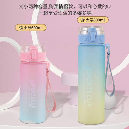  New Color-Gradient Large Capacity Portable Plastic Water Cup Creative Student Direct Drinking Cup for Men and Women Sports Cups