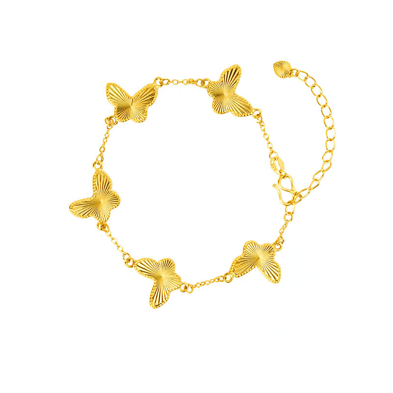 Nuevos productos en simple mariposa estriado universal lujo ligero pulsera alta sensación chapado de alta preservación de color fábrica al por mayor suministro
