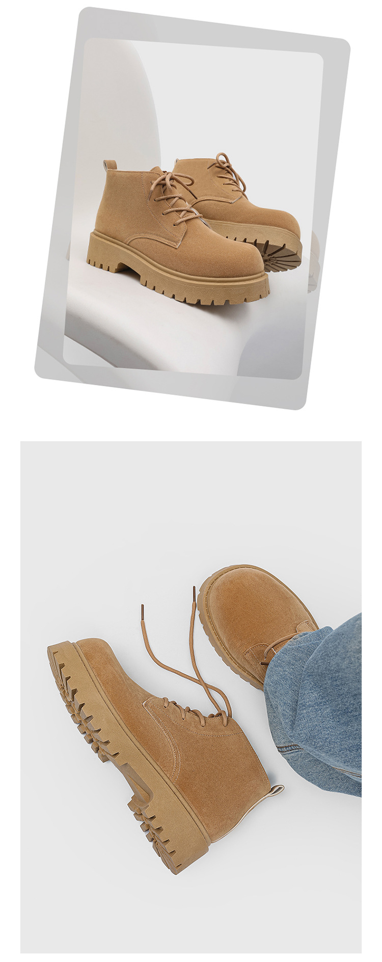 ShoeVault Men's Martin Autumn New High-top Thick-soled Derby Retro Suede Workwear Fashion Trend Yellow Boots_voghion.com