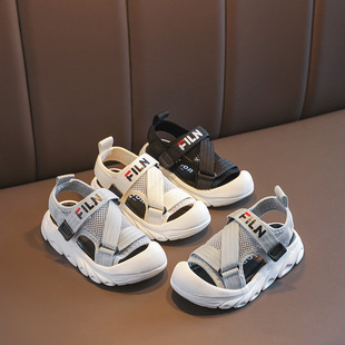 Boys' Baotou Sandals 2025 Summer New Children's Soft Sole Anti-Slip Girls' Beach Shoes Medium and Large Children's Mesh Sandals