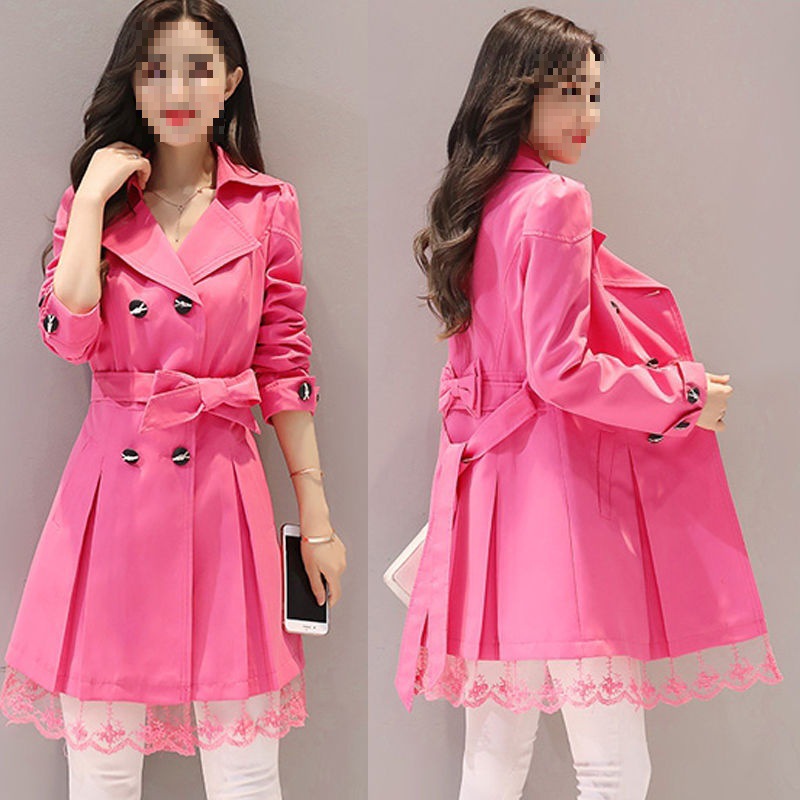 New Women's Mid-Length Trench Coat for Spring and Autumn, Korean Style, Slim Fit, Waist-Cinching, Fashionable Versatile Jacket