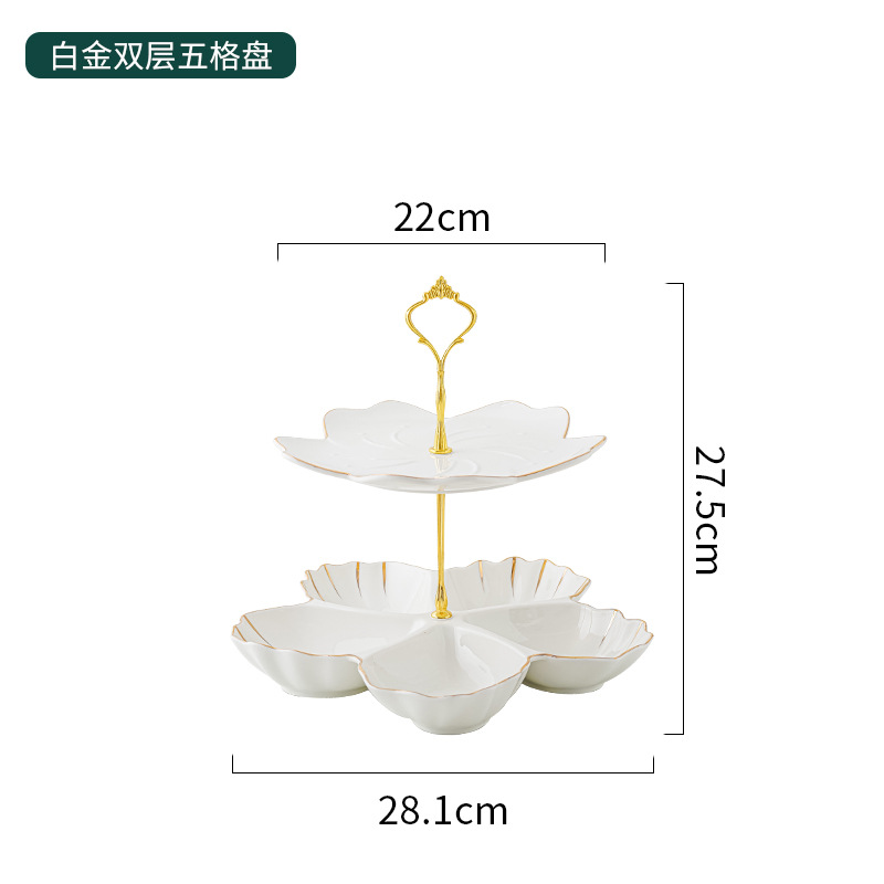 Nordic cerámica multi-capa plato de fruta hogar sala de estar mesa de café mesa de postre merienda dulces fruta seca bandeja del compartimiento