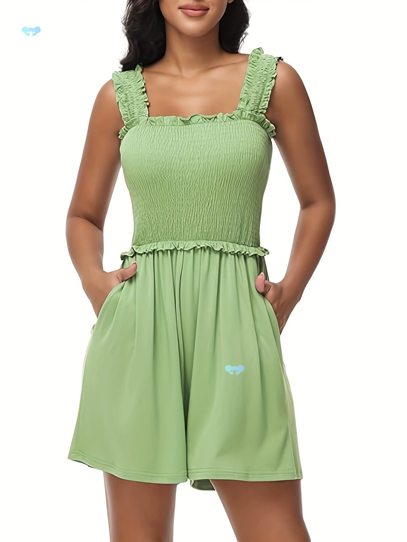 Летний комбинезон 1 шт. Женский летний повседневный комбинезон с присборенной талией для трансграничных покупок