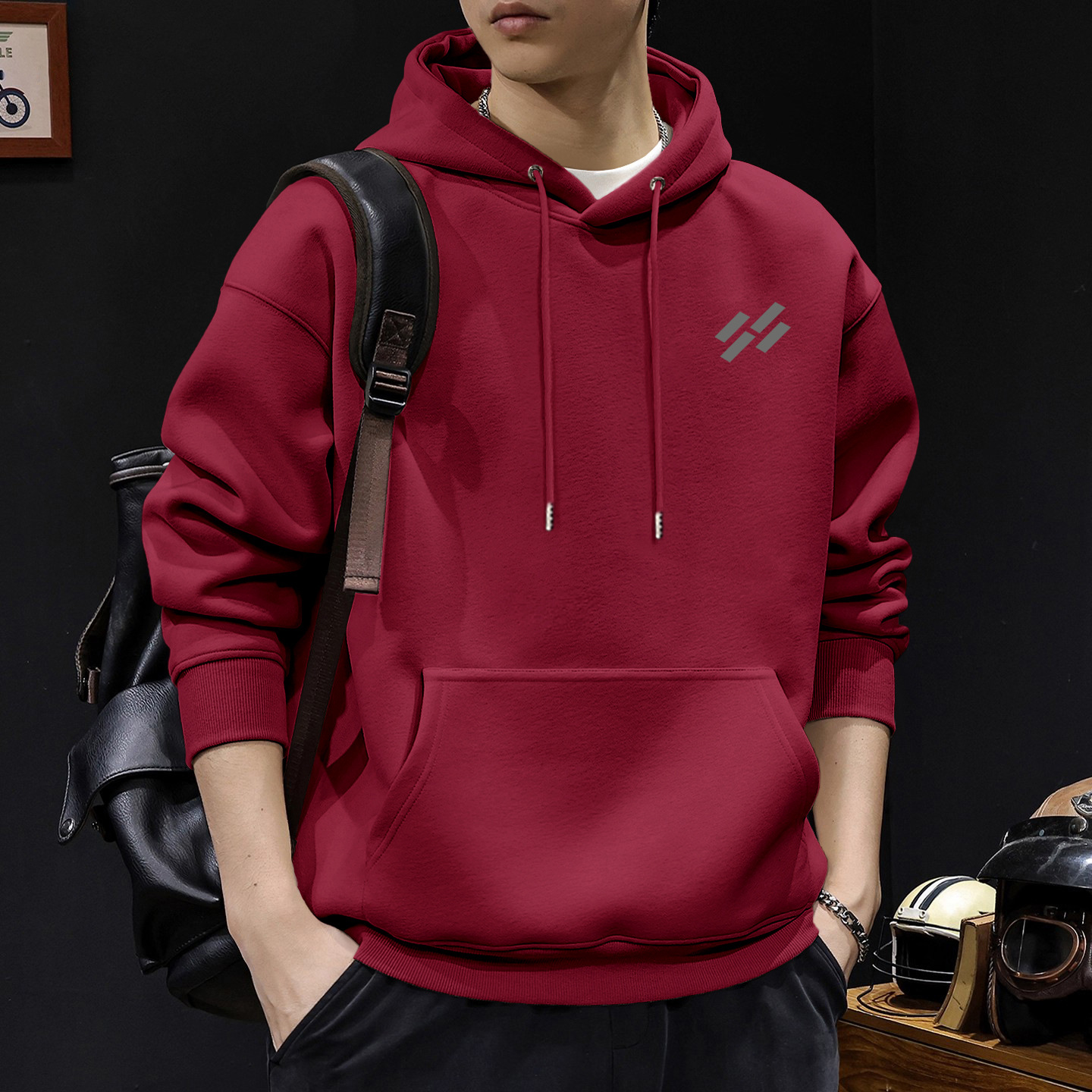 Rojo vino con sudadera normal - 6353
