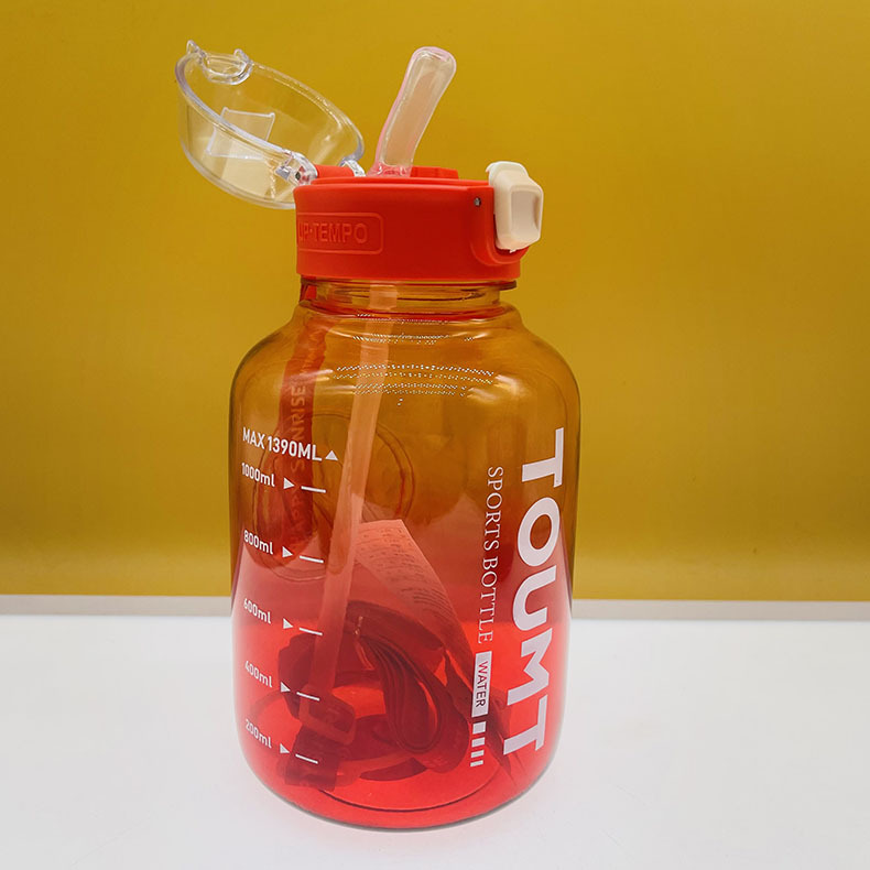 DOMETO 2019 color gradiente barril de aluminio de plástico PC taza de paja deportiva taza de agua al aire libre taza de espacio portátil