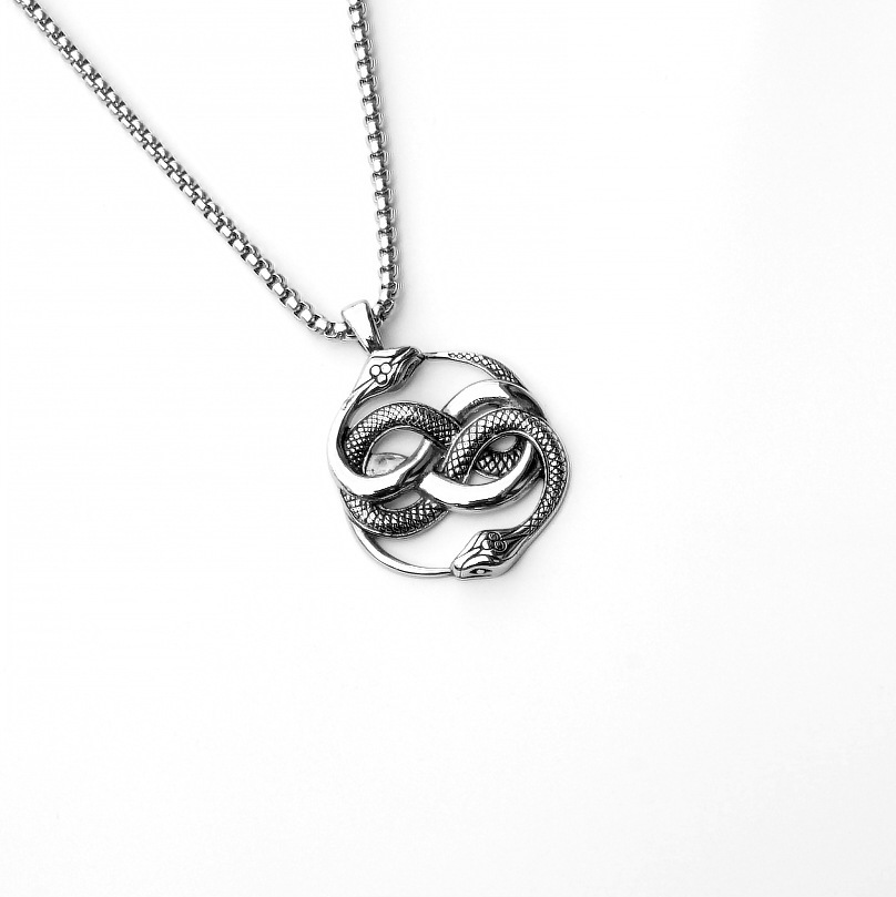 Modieuze ketting, dominante holle slang herenhanger, titanium trendsetter, gepersonaliseerde roestvrijstalen hanger_voghion.com
