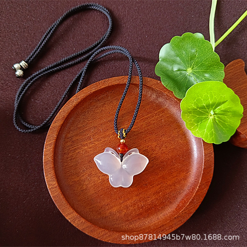 검은 밧줄이있는 나비 펜던트 (약 30*20mm)