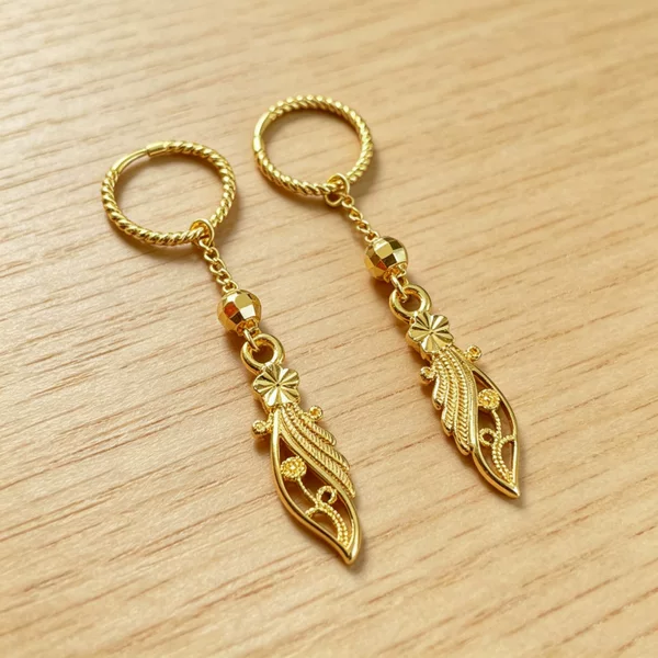 Authentic Earrings, Sweet Flowers, Sand Gold Leaves, Rose Earrings, Earrings, Accessible Luxury Valentine's Day Gifts for Girlfriends