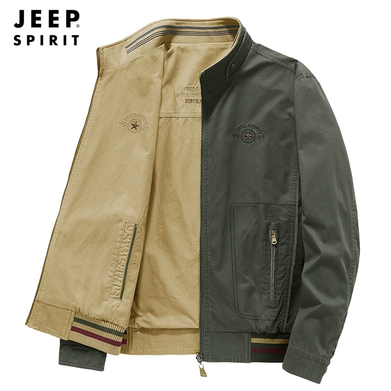JEEP SPIRIT осень 2021 Новая мужская стиранная куртка с воротником-стойкой повседневное свободное Мужское пальто 0697