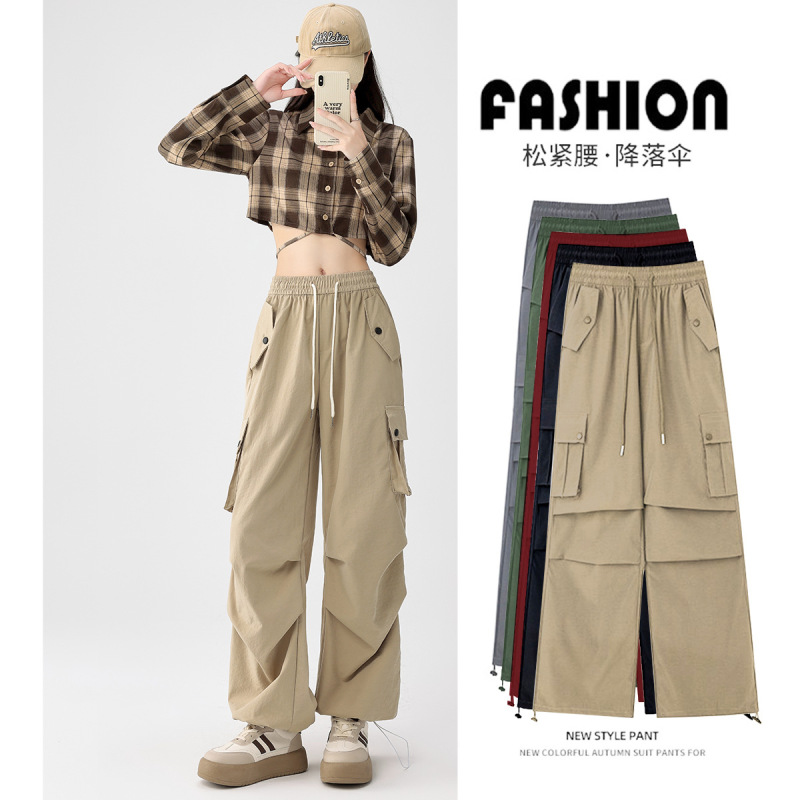 American-Style Work Pants for Women, Autumn 2026 New High-Waisted, Drapey, Quick-Dry Parachute Pants, Casual Wide-Leg Sports Pants American-Style Work Pants for Women, Autumn 2026 New High-Waisted, Drapey, Quick-Dry Parachute Pants, Casual Wide-Leg Sports Pants