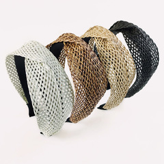 Bohemian-style grass mat cross hair tie fashionable raffia grass twisted hair clip woven net outer hair accessory for women