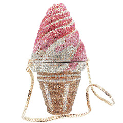 Ice cream clutch跨境新款冰淇淋镶钻晚宴包欧美宴会水钻手拿女包