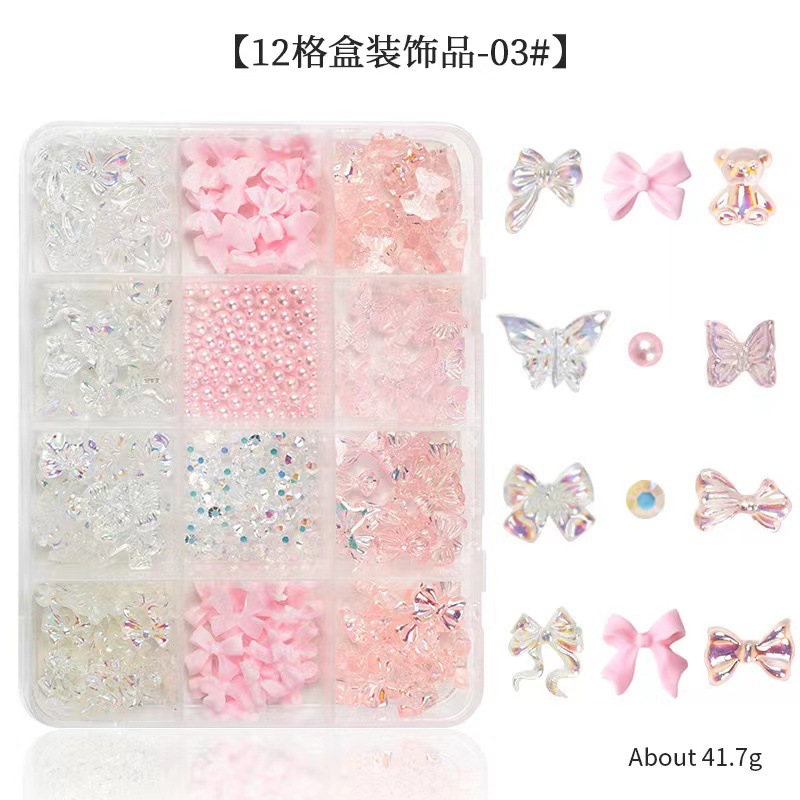 Explosión 3D aurora estereoscópica corbata de mariposa flores joyas de manicura resina roja red taladro plano accesorios de perlas semicirculares