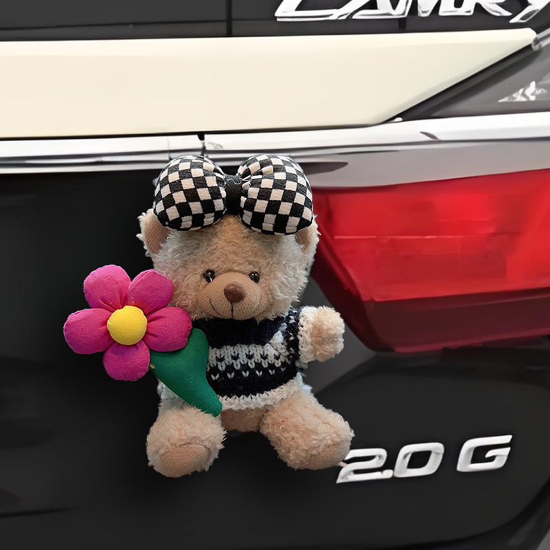 Colgante trasero de coche muñeco de oso de peluche lindo de dibujos animados decoración de maletero motocicleta decoración de bicicleta