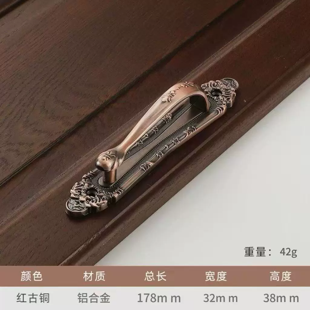 Дверная ручка в европейском стиле из antique brass, пара, скрытый монтаж, разные размеры (K390–K393)