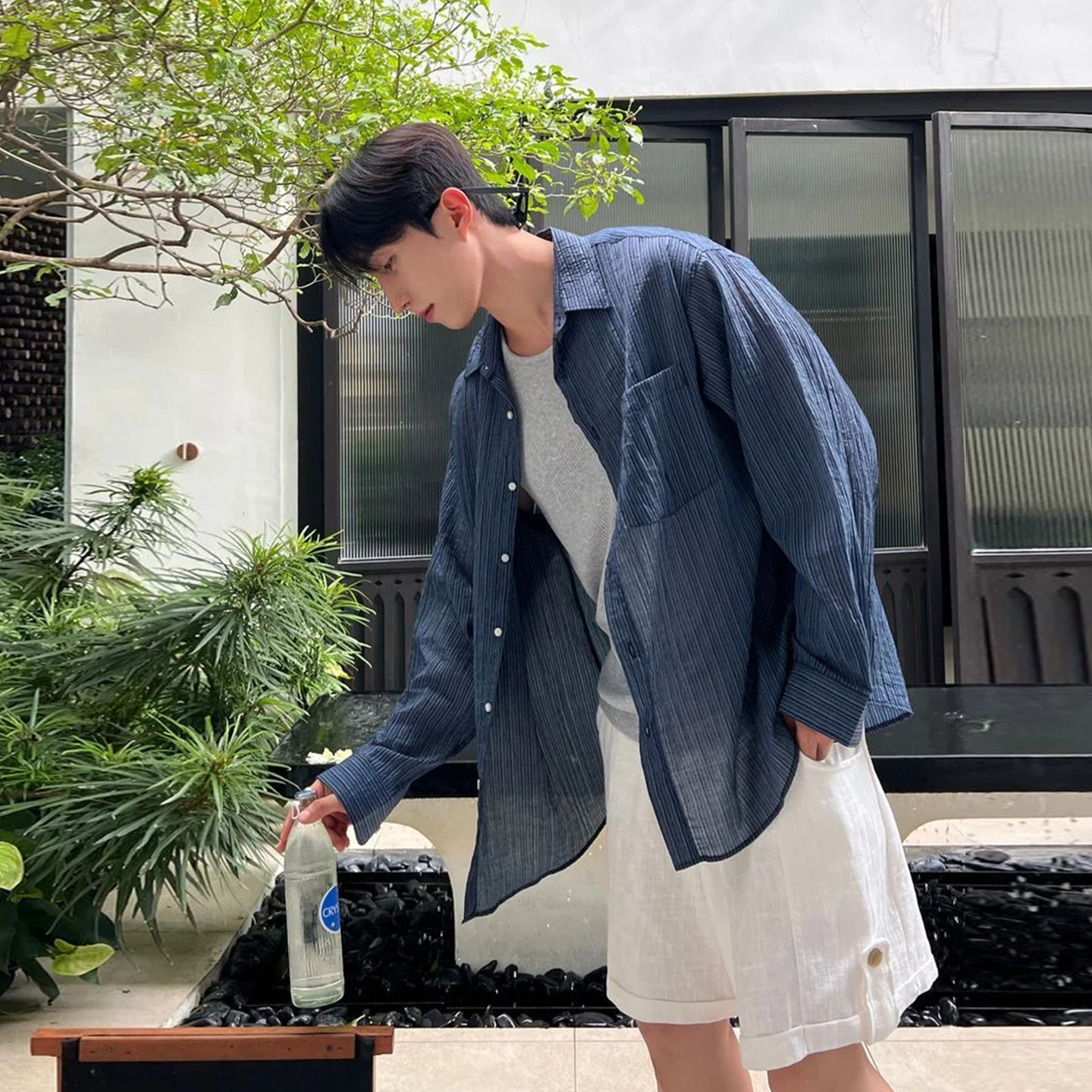 Mantoli/Tencel Striped Sun Protection Shirt Men's Long Sleeve 2026 New Summer Casual Loose Shirt Jacket