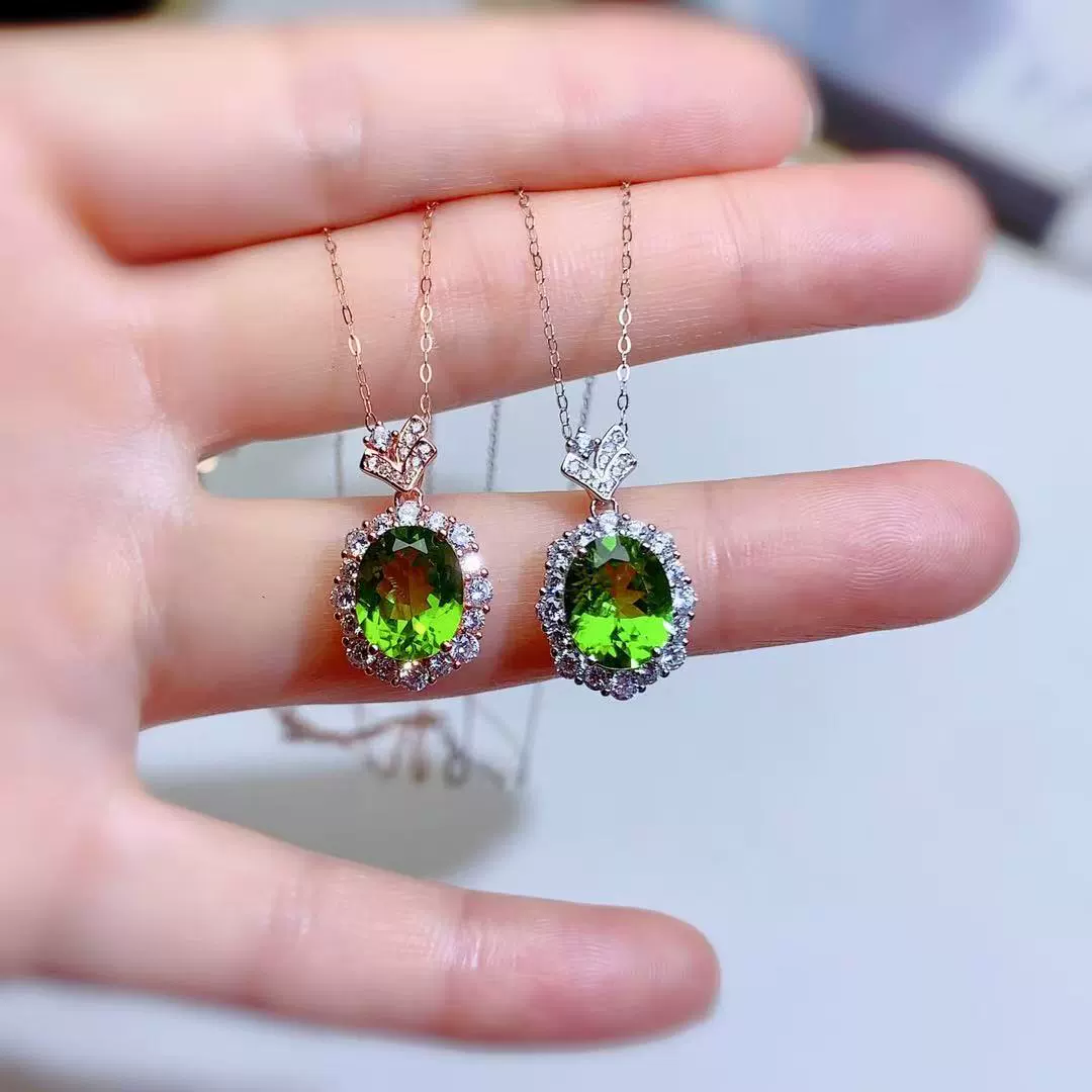 Подвеска из стерлингового серебра 925 пробы с инкрустацией натурального перидота, зеленая доступная роскошная умная милая высококачественная цветная цепочка на ключицу с драгоценными камнями