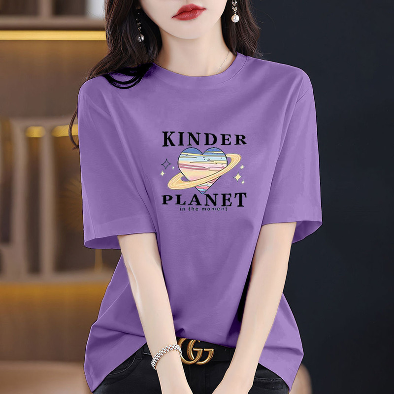 2026 New Style 100% Pure Cotton Short-Sleeved T-Shirt for Women, Summer Loose Fit, Belly-Covering, Large Size Printed T-Shirt, Simple Top, Trendy 2026 New Style 100% Pure Cotton Short-Sleeved T-Shirt for Women, Summer Loose Fit, Belly-Covering, Large Size Printed T-Shirt, Simple Top, Trendy