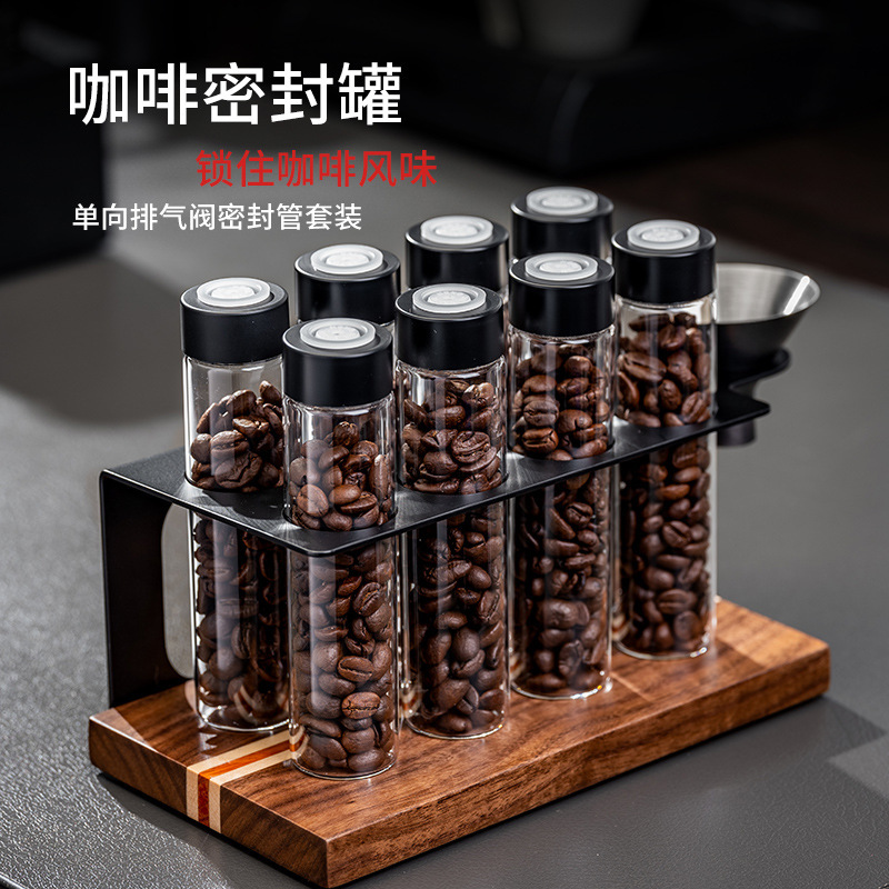 Coffee Bean Sealed Can Display Rack Transparent Preservation Can One-way Exhaust Valve Portable Sub-bottling Fragrance Bottle with Funnel