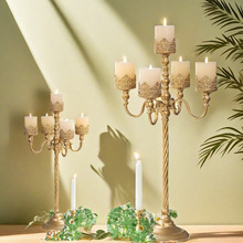 欧式落地铁艺烛台五头轻奢高级感蜡烛架家居酒店婚礼浪漫布置摆件