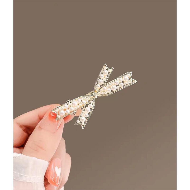 Pearl hairpin women's summer fashion elegant fairy side clip bow bangs clip simple hairpin personalized headdress Pearl hairpin women's summer fashion elegant fairy side clip bow bangs clip simple hairpin personalized headdress