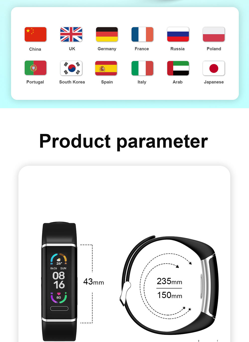 Title 20, CT6 Smart Motion Meter Step Color Screen Bracel...