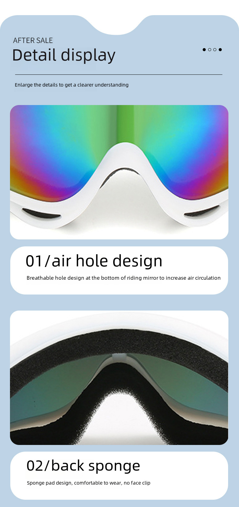 White dazzling winter ski glasses Motorcycle goggles Sports mountaineering goggles Outdoor riding glasses_voghion.com