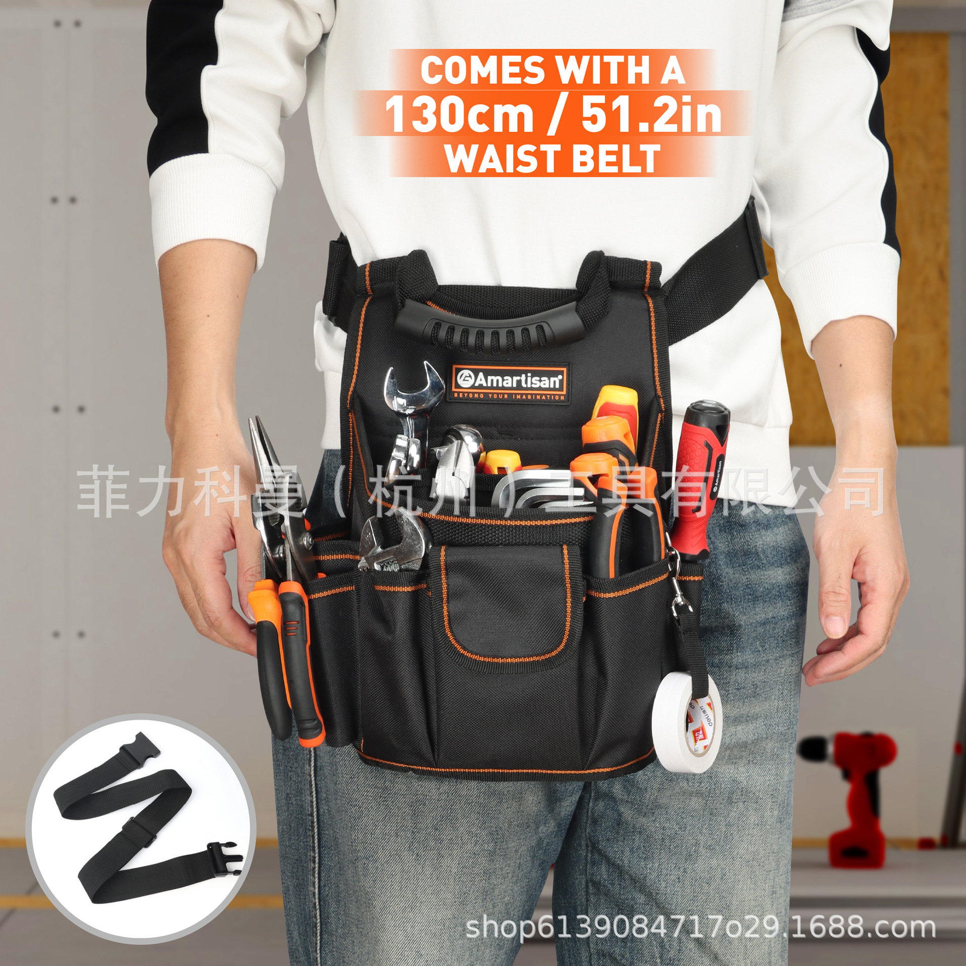 Bolsa de herramientas multifuncional, bolsillo de sitio de construcción bolsillo de almacenamiento de herramientas de hardware portátil multifuncional