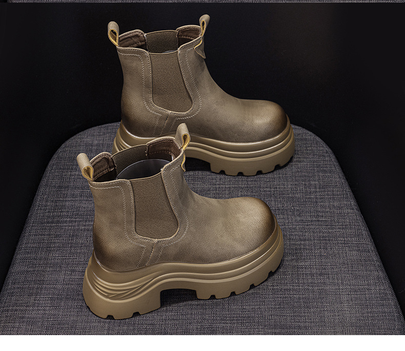 Boot Martin đế dày tăng chiều cao nữ phong cách Anh dáng ống khói — M2671-1 vàng lót nhung, M2671 một lớp màu đen, M2671 kaki một lớp bên trong, M2671-1 màu đen lót nhung chi tiết 22