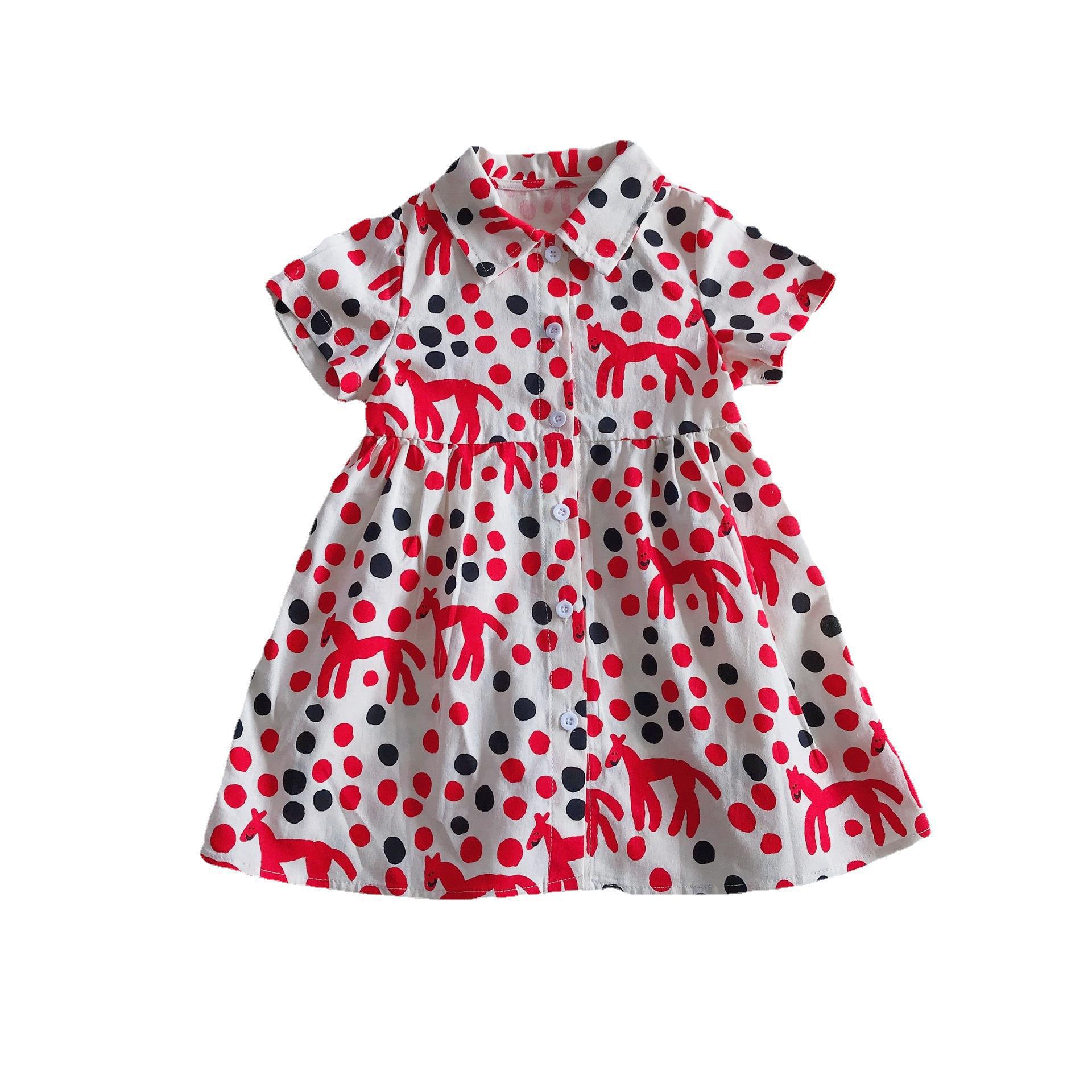 Jela 2023 Summer New Korean Girls Dress Little Girl Polka Dot Print Kids Foreign Trade Princess Dress