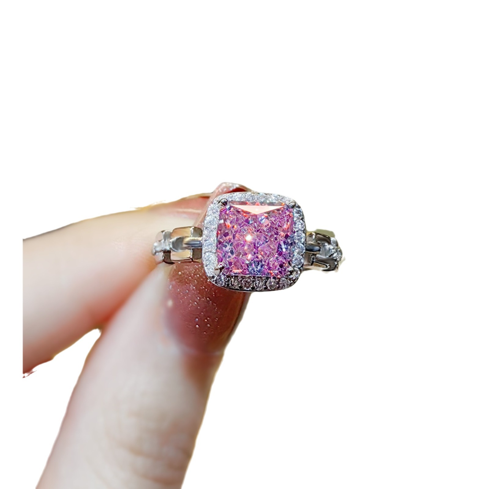 Anello di lusso da donna con diamante rosa taglio princess_voghion.com