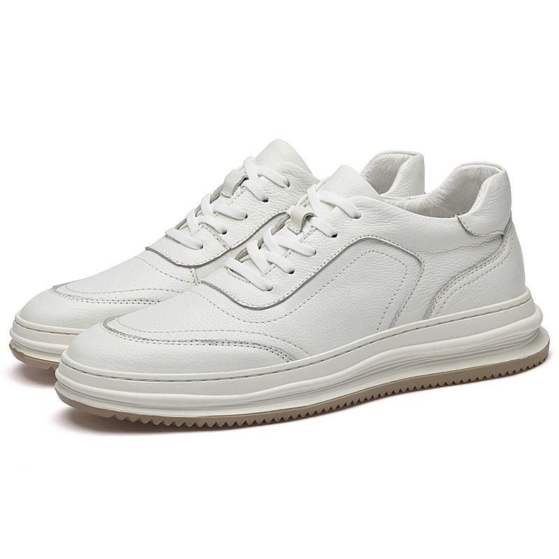 Footwear English style, leather breathable white shoes platform, trend sports shoes, sneakers, autumn, British style, cowhide