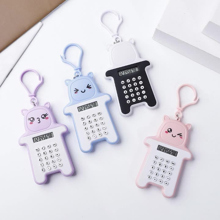 かわいい漫画のクマの電卓学生コンピュータミニポータブル小型キーホルダー電卓|undefined
