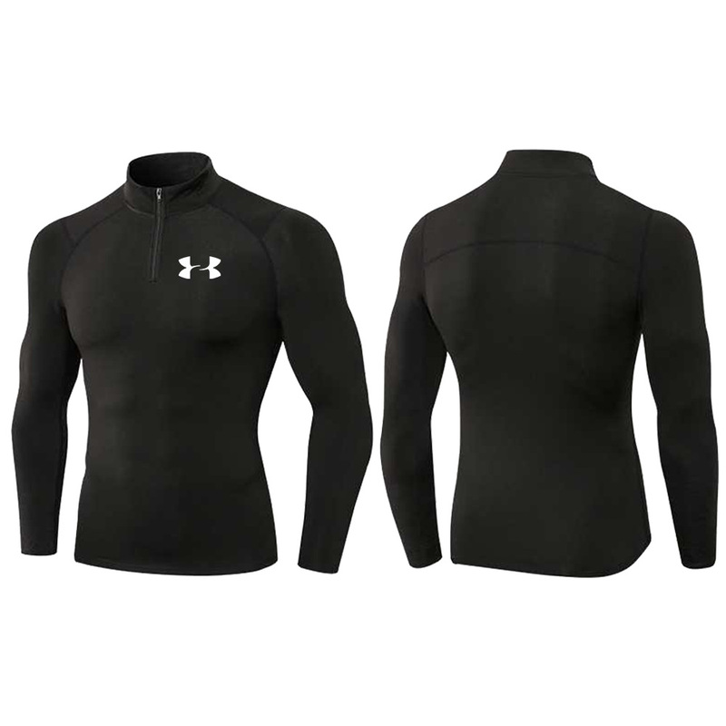 Men's New Long-Sleeved Fitness Clothing, Elastic Running Quick-Drying Zipper Round-Neck Training Personal Trainer Clothing Men's New Long-Sleeved Fitness Clothing, Elastic Running Quick-Drying Zipper Round-Neck Training Personal Trainer Clothing