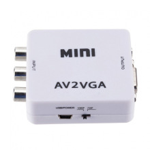 机顶盒AV转VGA转换器 AV TO VGA电视转显示器视频转换盒 AV2VGA