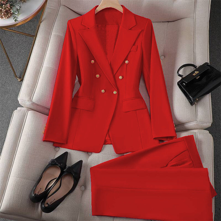 2025 Spring Red Suit Jacket Women's New Professional Temperament Commuter Little Man Fashion Suit suit Women's Cross-border