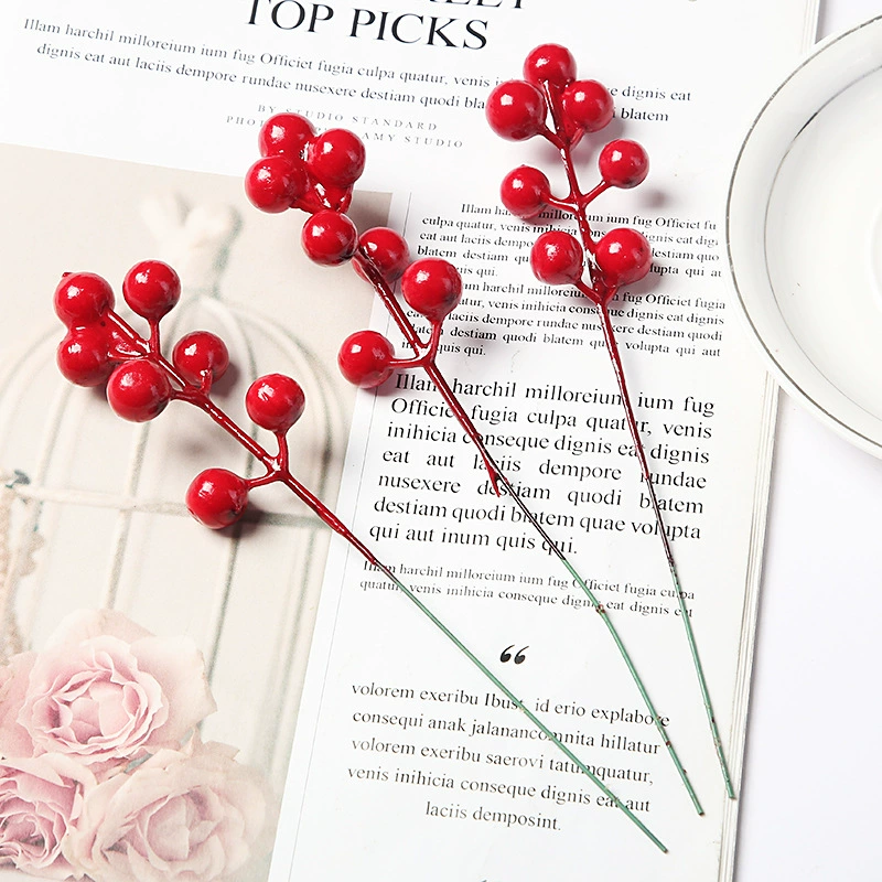 7/12 Рождественские фрукты пена красные фрукты Холли фрукты моделирование Красная ягода украшения дома красные фрукты шампур