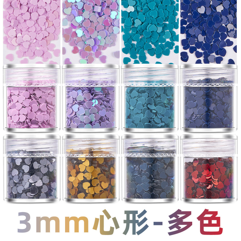 3mm peach heart-shaped nail ultra-thin sequins pure candy color nail phototherapy nail oil glue craft material A4-227
