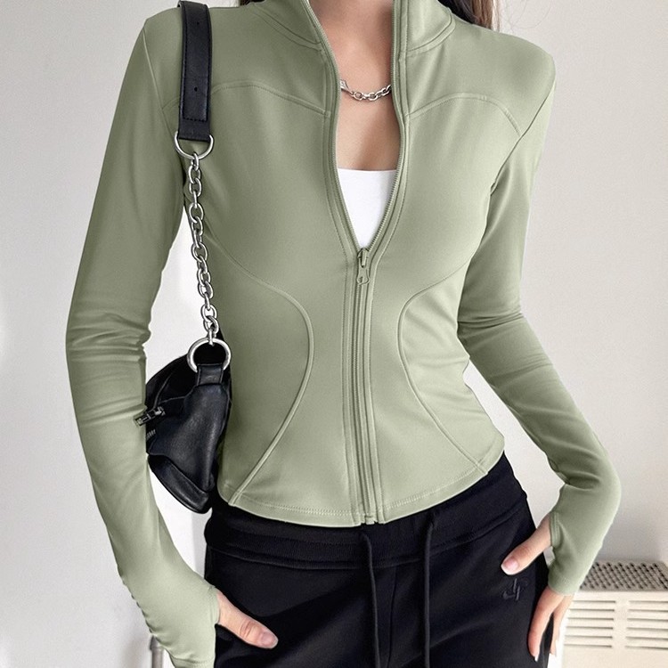 Fleece Quick-Drying Yoga Jacket Pilates Fitness Skinny Top Fitness Suit Women_desvips.com