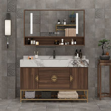 卫生间现代简约岩板新中式浴室柜洗手洗盆柜洗漱台池组合智能轻奢