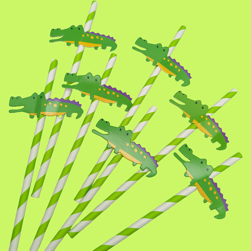 Tarjeta de celebridad en línea paja de papel degradable desechable limón sandía postre leche té fiesta paja decorativa