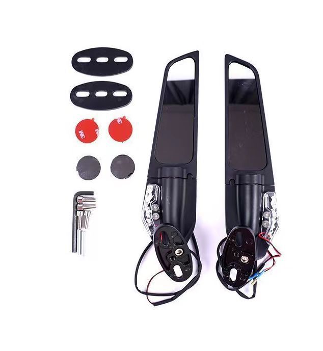 Wing rearview mirror-with light-small