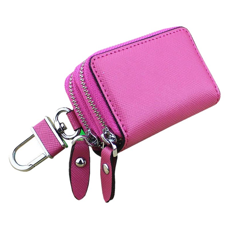 Cross-border Explosive Cowhide Car Key Case Double-layer Zipper Saffiano Leather Car Remote Key Protective Case