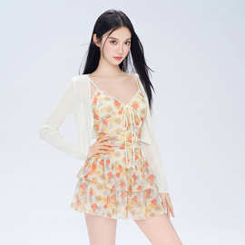 泳衣女款2026新款碎花裙式泡温泉绝美成人女士连体保守泳装高级感